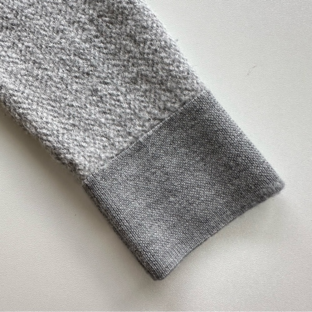 Brooks Brothers Men Grey Size Medium Merino Wool 1/4 Zip Herringbone Sweater - Picture 8 of 14